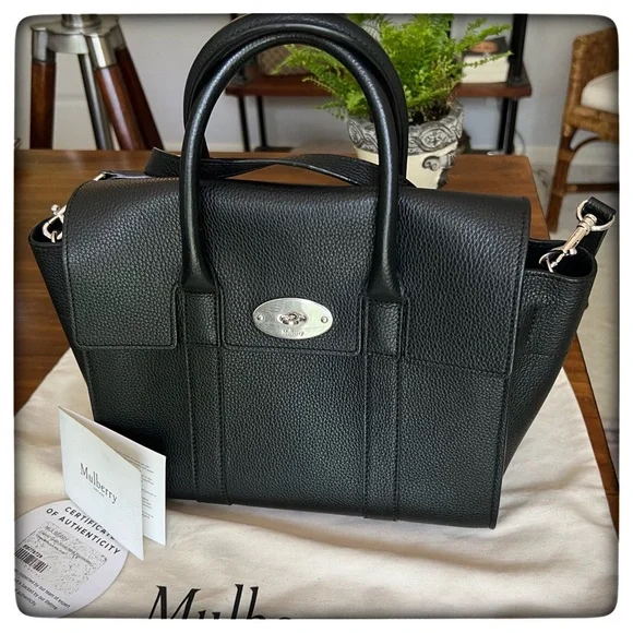 MULBERRY Classic Grain Small New Bayswater in Black
